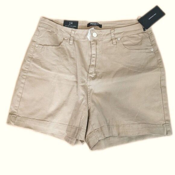 5/$55 American Bazi high rise color shorts - khaki - cotton blend - NWT - 1X - Picture 3 of 10